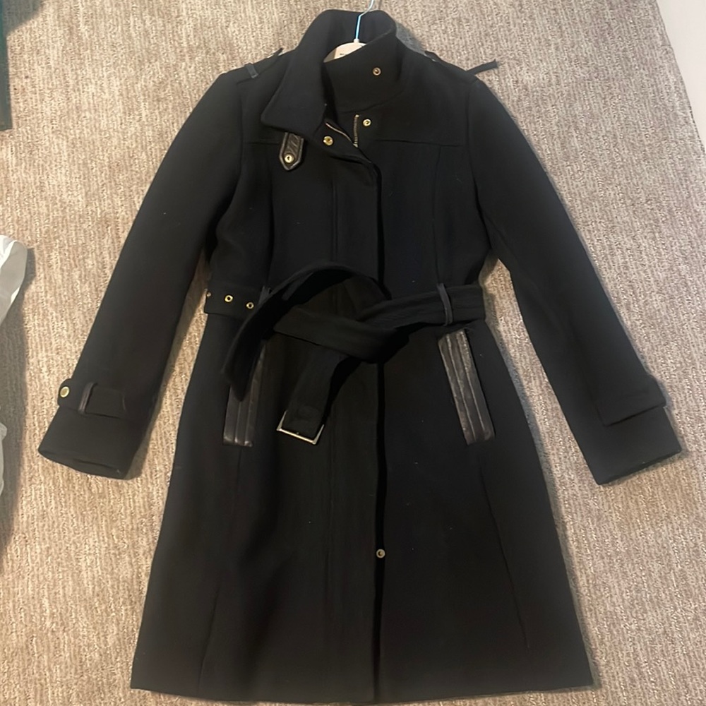 Cole Haan Black & Gold Wool Peacoat